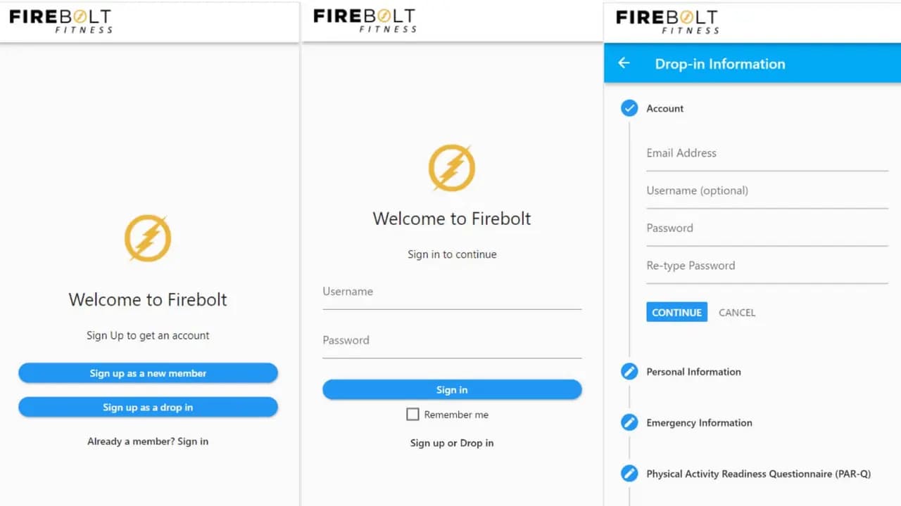 Firebolt Fitness - gym member mobile and web application