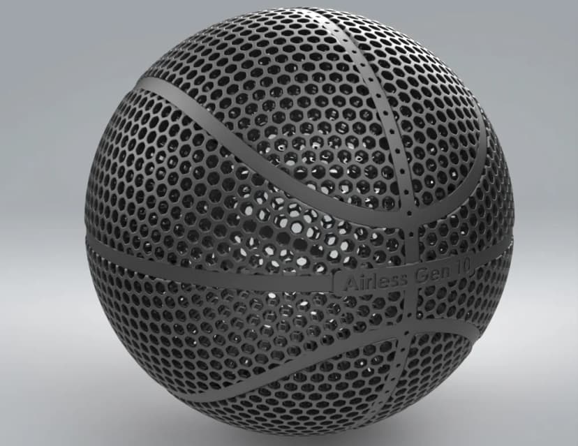 3D-printed airless basketball with hexagonal lattice structure